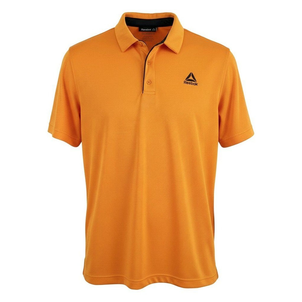 Reebok Mens XL Orange Micro‎ Stripe Short Sleeve Performance Golf Polo Shirt